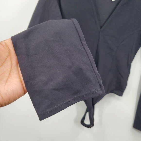 Free People Long Sleeve V Neck Bodysuit Women Size Small Petite Black - Picture 3 of 11